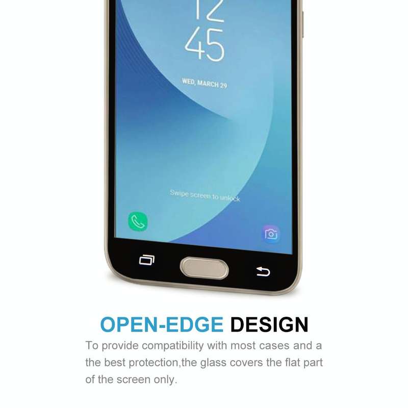 For Galaxy J3 (2017) (EU Version) 0.26mm 9H Surface Hardness 2.5D Curved Silk-screen Full Screen ...
