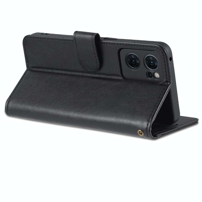 For OPPO Reno7 5G AZNS Sheepskin Texture Flip Leather Phone Case(Black)