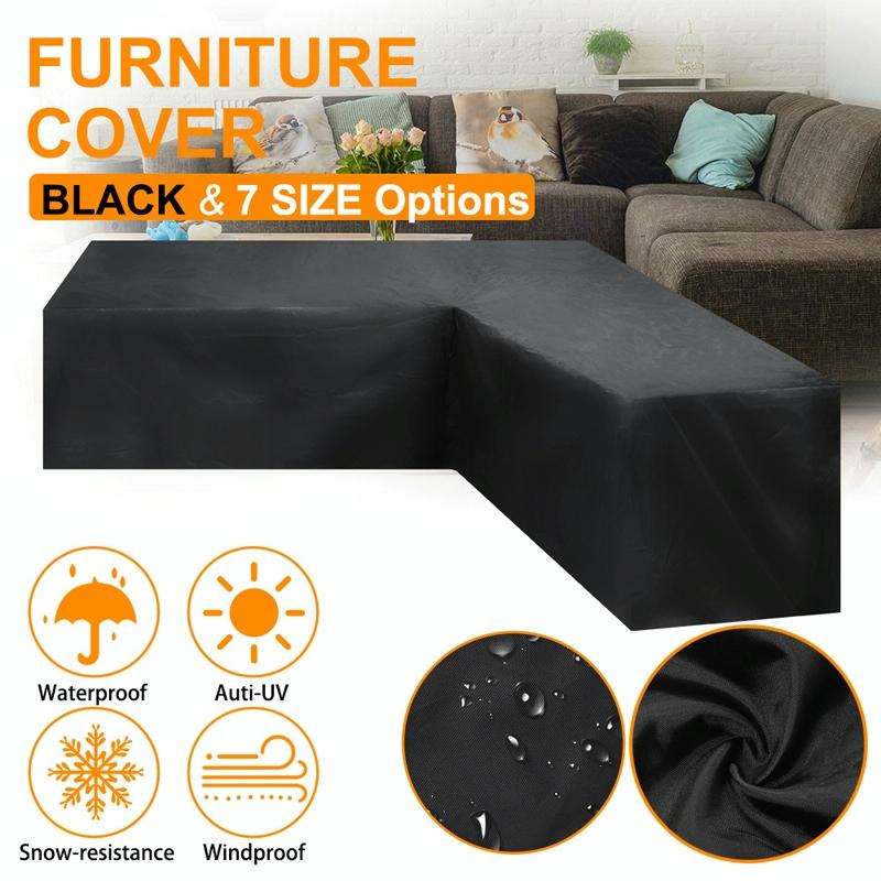 Outdoor Garden Furniture Corner Sofa Cover Dustproof Table Cover, Size: 200x270x82cm(Black)