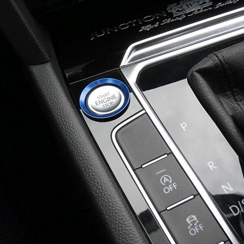 Car Engine Start Key Push Button Ring Trim Aluminum Alloy Sticker Decoration for Volkswagen(Blue)