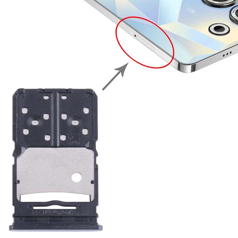 For Tecno Camon 20 Pro 5G CK6 SIM Card Tray + Micro SD Card Tray (Blue)