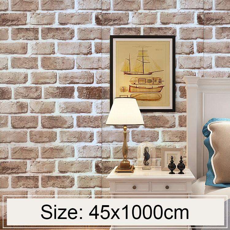 Retro Brick Creative 3D Stone Brick Decoration Wallpaper Stickers Bedroom Living Room Wall Waterp...