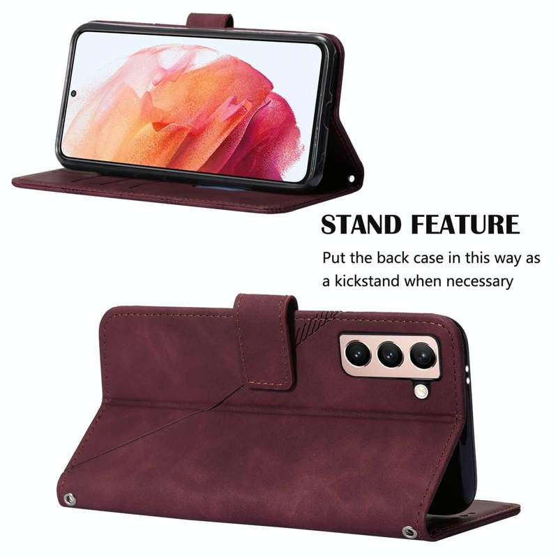 For Samsung Galaxy S21 5G Crossbody 3D Embossed Flip Leather Phone Case(Wine Red)