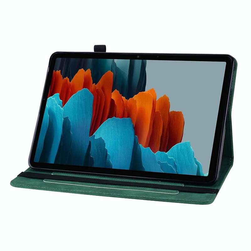 For Samsung Galaxy Tab S7+ / S8+ Skin Feel Solid Color Zipper Leather Tablet Case(Green)