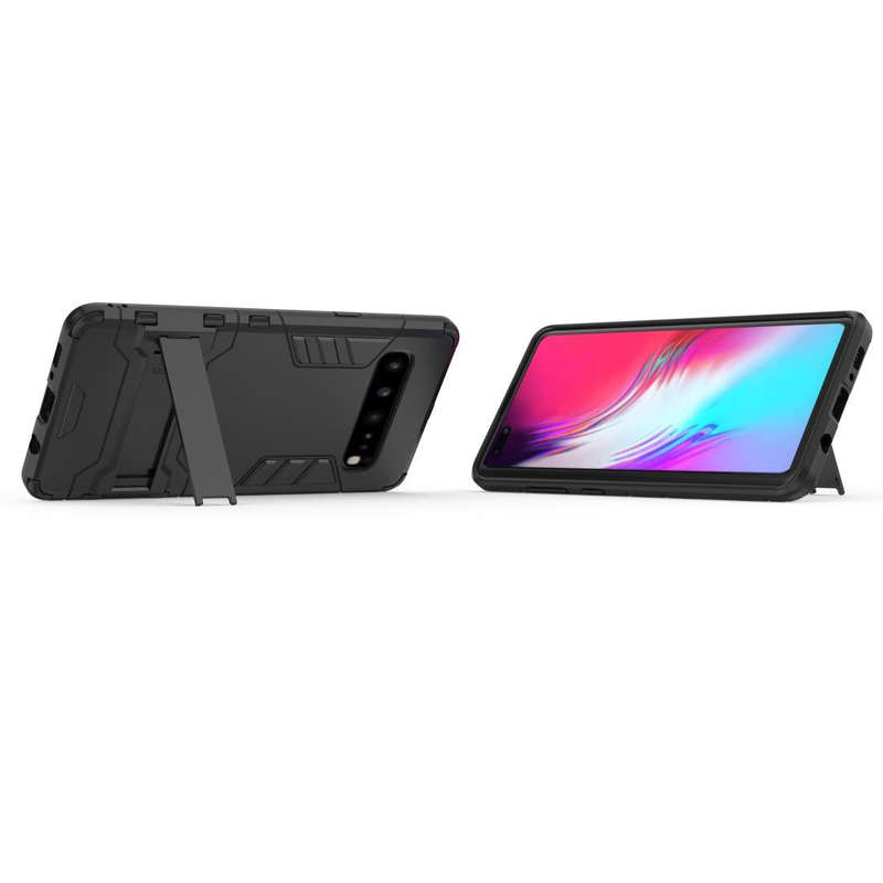Shockproof PC + TPU Case for Galaxy S10 5G, with Holder(Black)