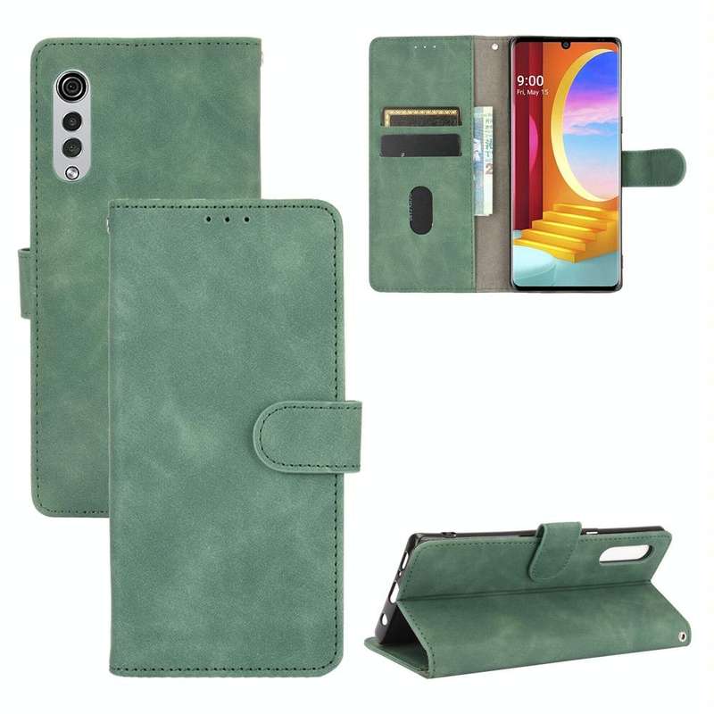 For LG Velvet Solid Color Skin Feel Magnetic Buckle Horizontal Flip Calf Texture PU Leather Case ...