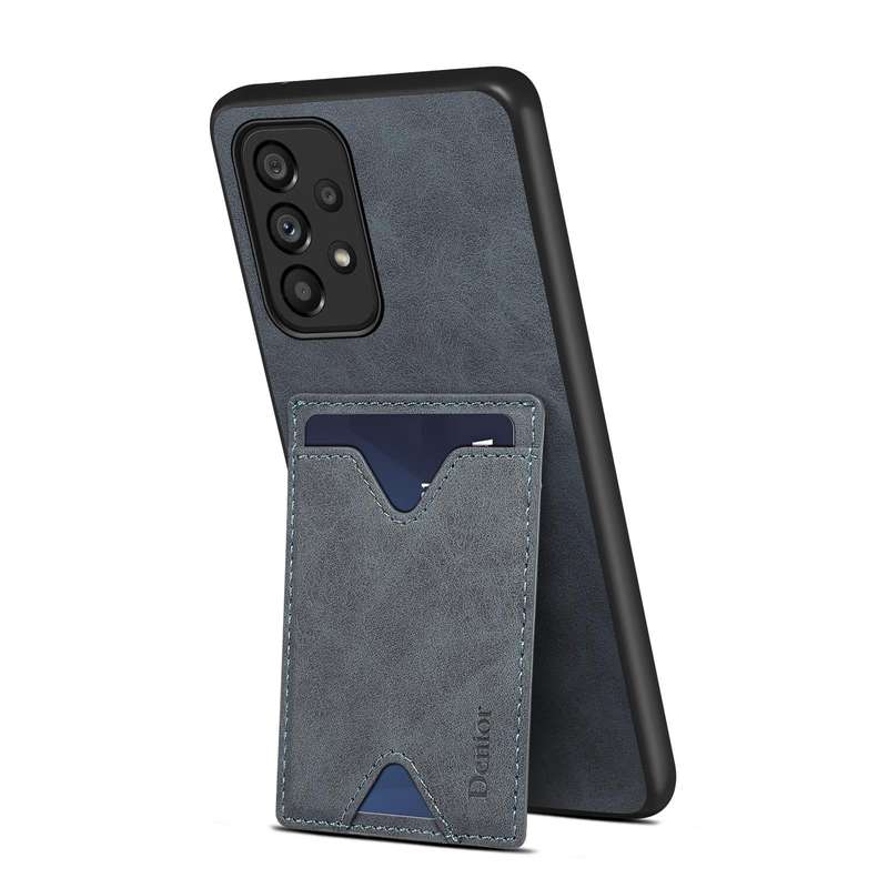 For Samsung Galaxy A23 5G Denior PU Back Cover Card Slot Holder Phone Case(Grey)