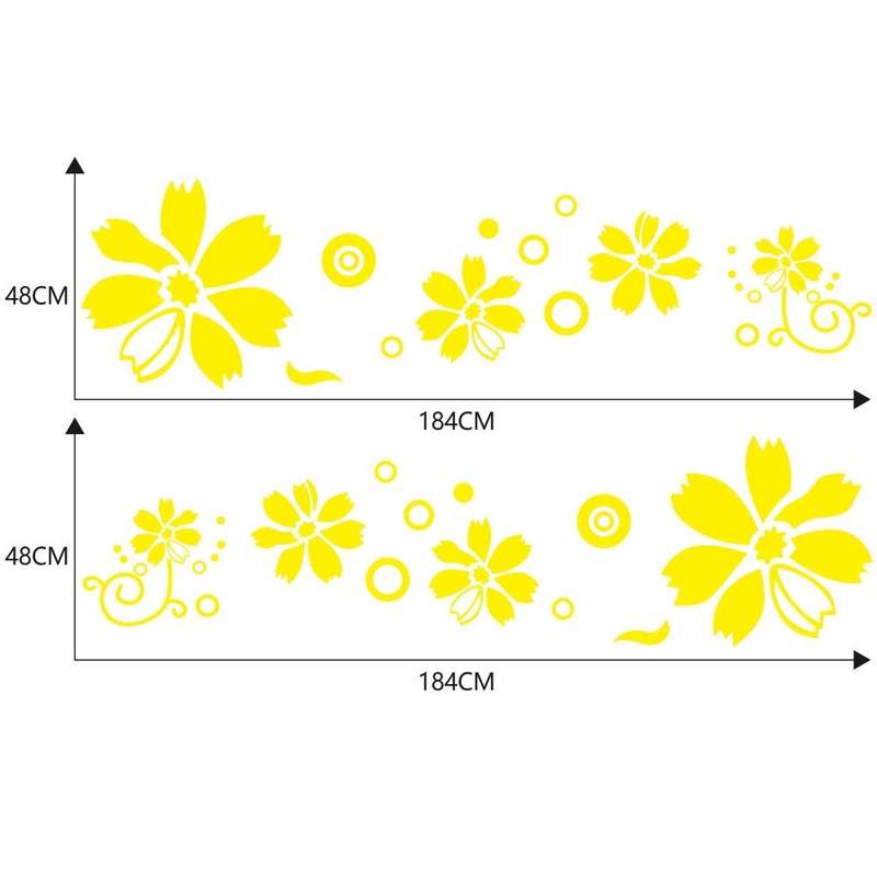 2 PCS/Set D-510 Flowers Pattern Car Modified Decorative Sticker(Yellow)