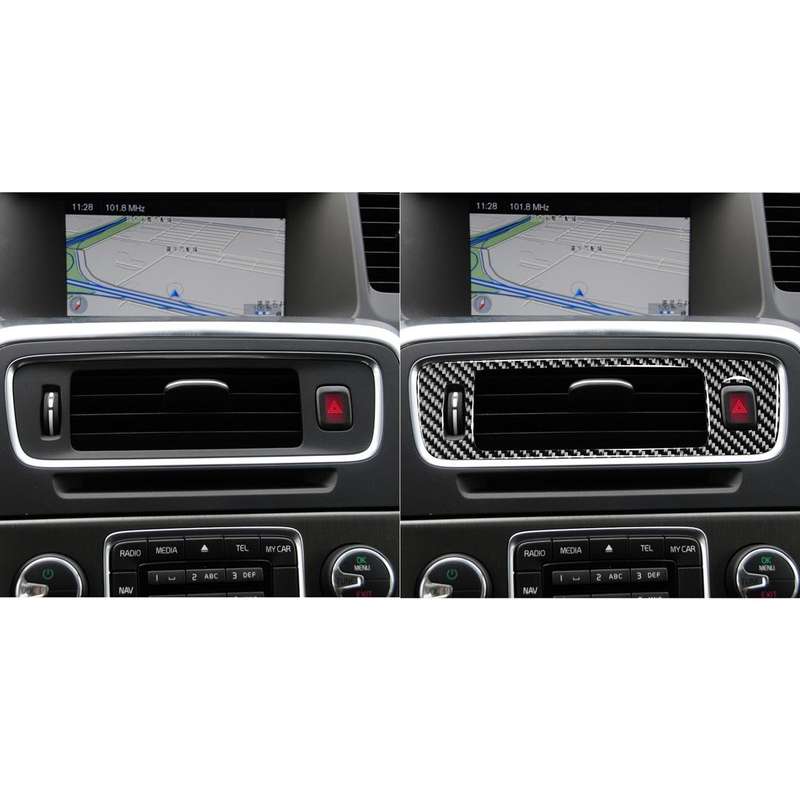 Car Carbon Fiber Central Control Below Air Outlet Decorative Stickers for Volvo V60 2010-2017 / S...