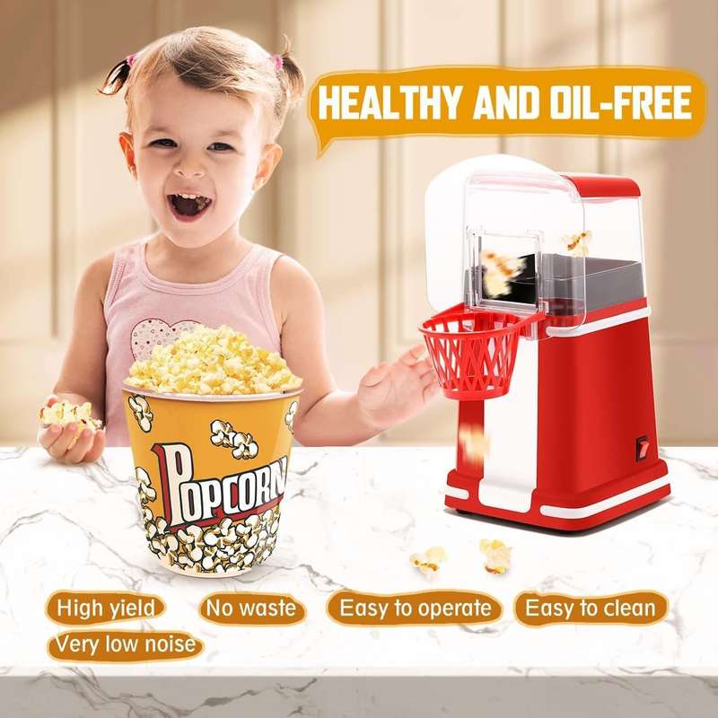 1200W Basket Popcorn Machine Electric Automatic Corn Popper 220V EU Plug
