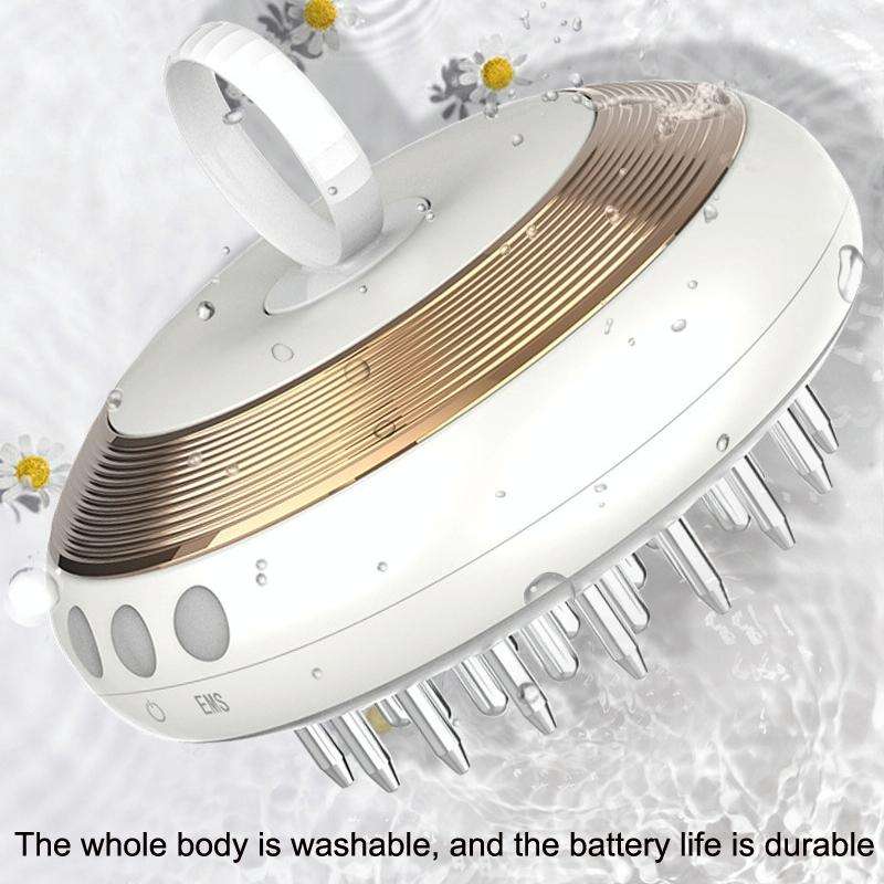 Scalp Medicine Apparatus Hair Growth Fluid Introducer Head Massager(White Silver)