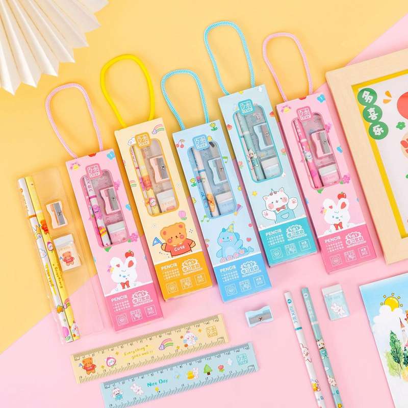 10 Sets Handheld Stationery Set Gift Box Student Prizes(Random Color Delivery)