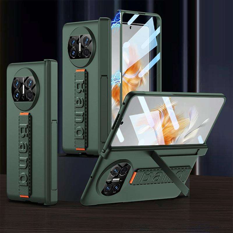 For Huawei Mate X3 GKK Magnetic Fold Hinge Phone Case with Wrist Strap(Dark Green)