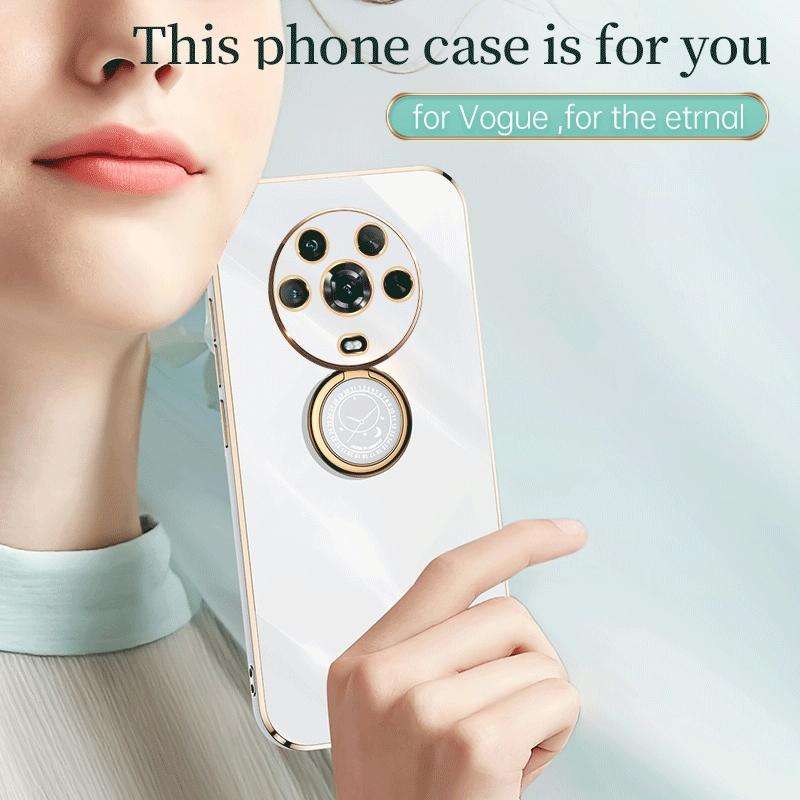 For Honor X8 5G XINLI Straight Edge 6D Electroplate TPU Phone Case with Ring Holder(Black)