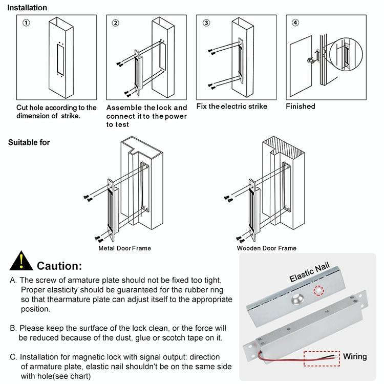 YH-280M Single Door Magnetic Lock With Mortise Mount (600Lbs)