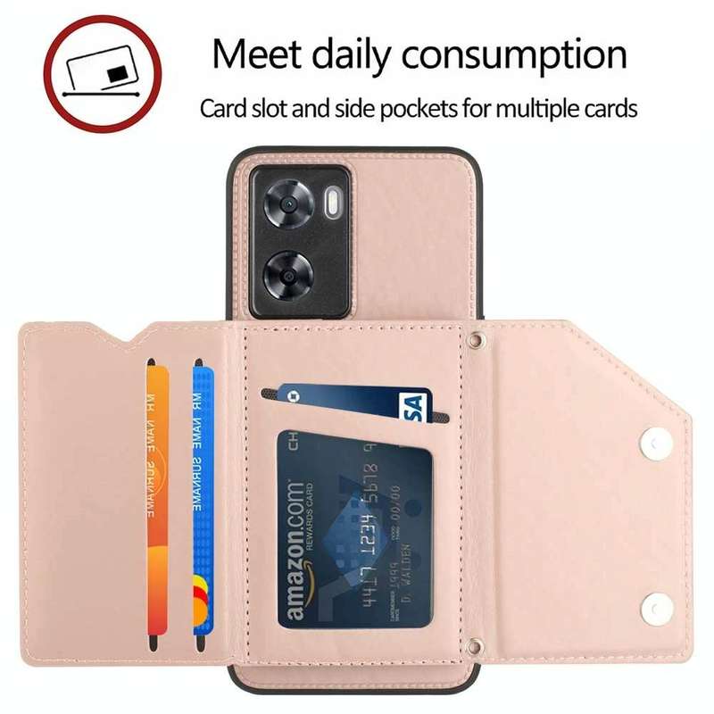 For OPPO A57 / A77 / A77s 4G Skin Feel PU + TPU + PC Card Slots Phone Case(Rose Gold)
