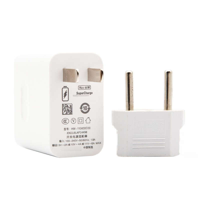 66W USB Fast Charging Travel Charger With EU Plug Conversion Head + 6A USB to Type-C Flash Chargi...