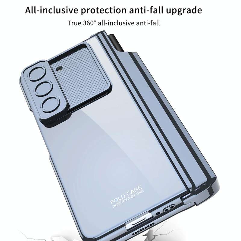 For Samsung Galaxy Z Fold5 5G GKK Integrated Push Lens Window Fold Hinge Phone Case with Pen Slot...