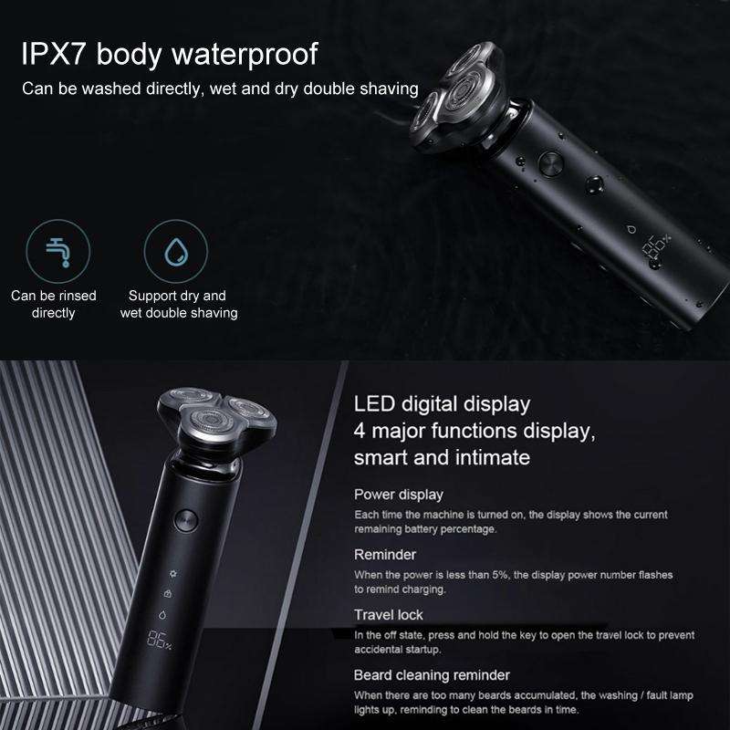 Original Xiaomi Mijia S500 Portable Electric Shaver with LED Display & 3 Cutter Head(Black)