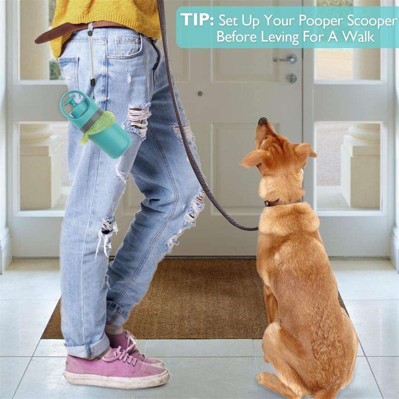 Six-claw Dog Pooper Scooper With Built-in Poop Bag Dispenser(Blue Gray)
