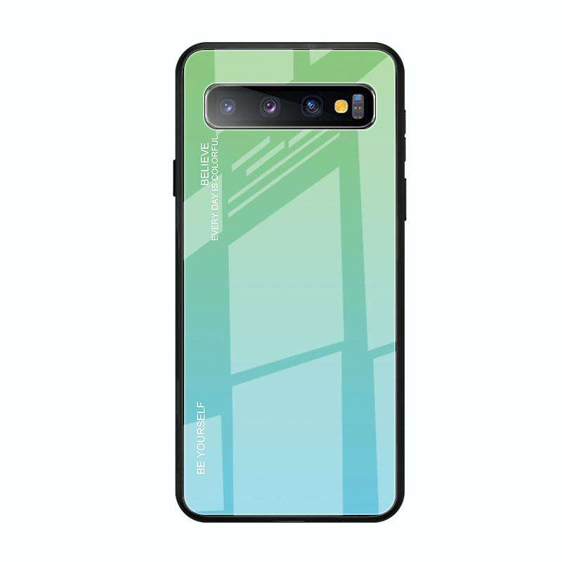 For Galaxy S10 5G Gradient Color Glass Case(Sky Blue)