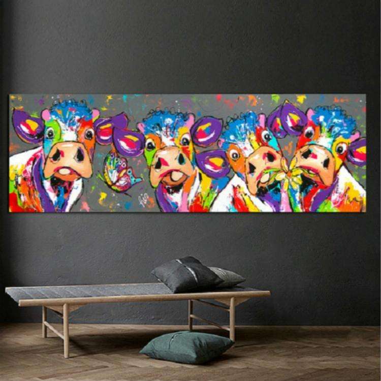 Colorful Cows Home Decoration Canvas Painting HD Inkjet Frameless Painting Core, Size:3090cm