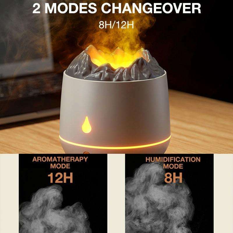 HS01 Simulation Flame Humidifier Home Aromatherapy Machine With Night Light(Black)