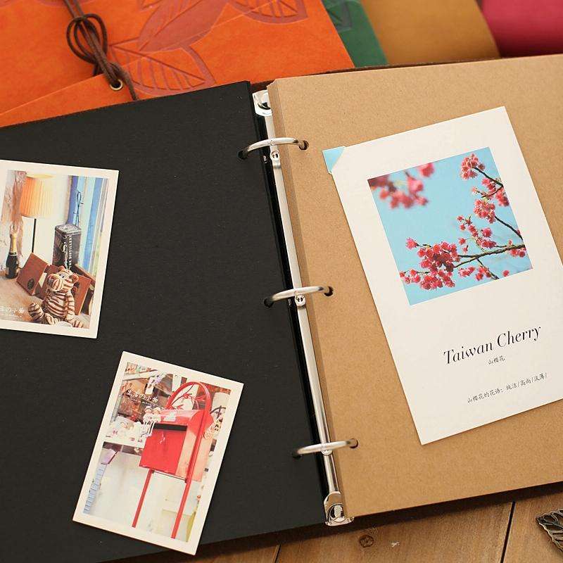 PU Leather Vintage Antique Kraft Paper Photo Albums(Khaki)