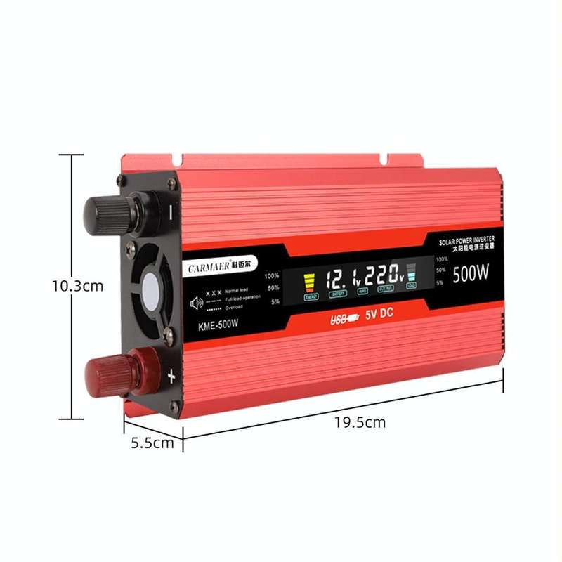 Carmaer Universal 24V to 220V 500W Car LCD Display Inverter Household Power Converter