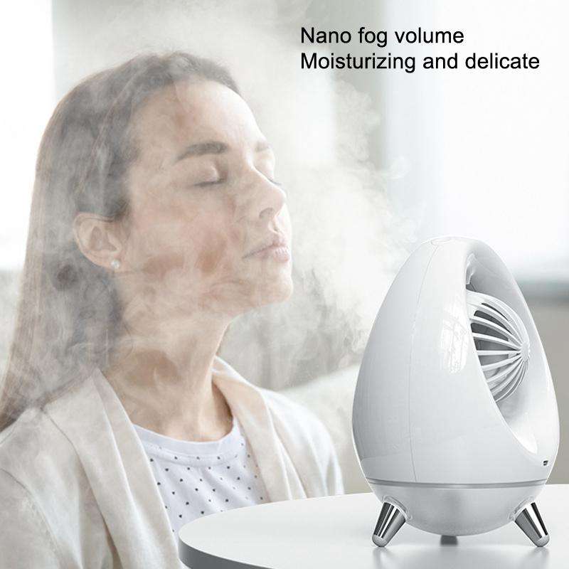 USB Quiet Double Spray Water Cold Fan Portable Desktop Fan(White+Silver)