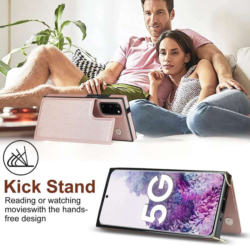 For Samsung Galaxy Note20 Cross-body Square Double Buckle Flip Card Bag TPU+PU Case with Card Slo...