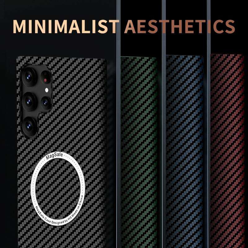 For Samsung Galaxy S21 Plus 5G Carbon Fiber Texture MagSafe Magnetic Phone Case(Black)