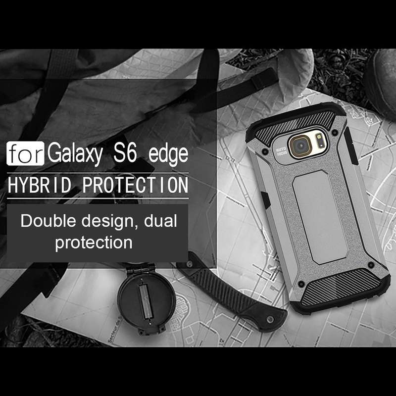 For Galaxy S6 Edge / G925 Tough Armor TPU + PC Combination Case (Grey)