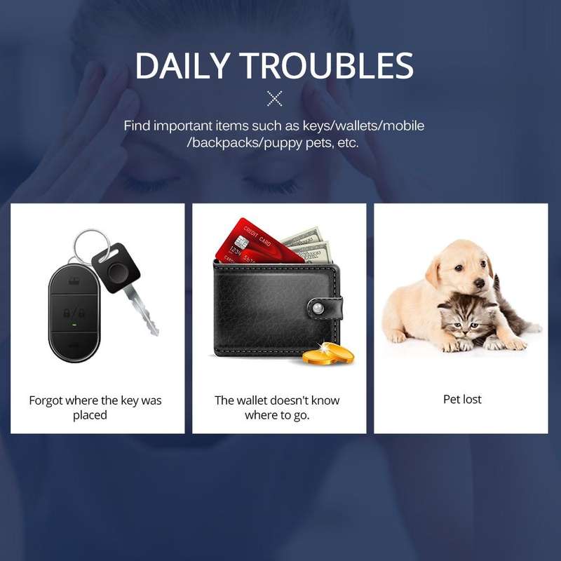 Keyfinder Wallet Dog Cat kids GPS locator anti lost keychain Smart Search Bluetooth Tracker Tag(B...