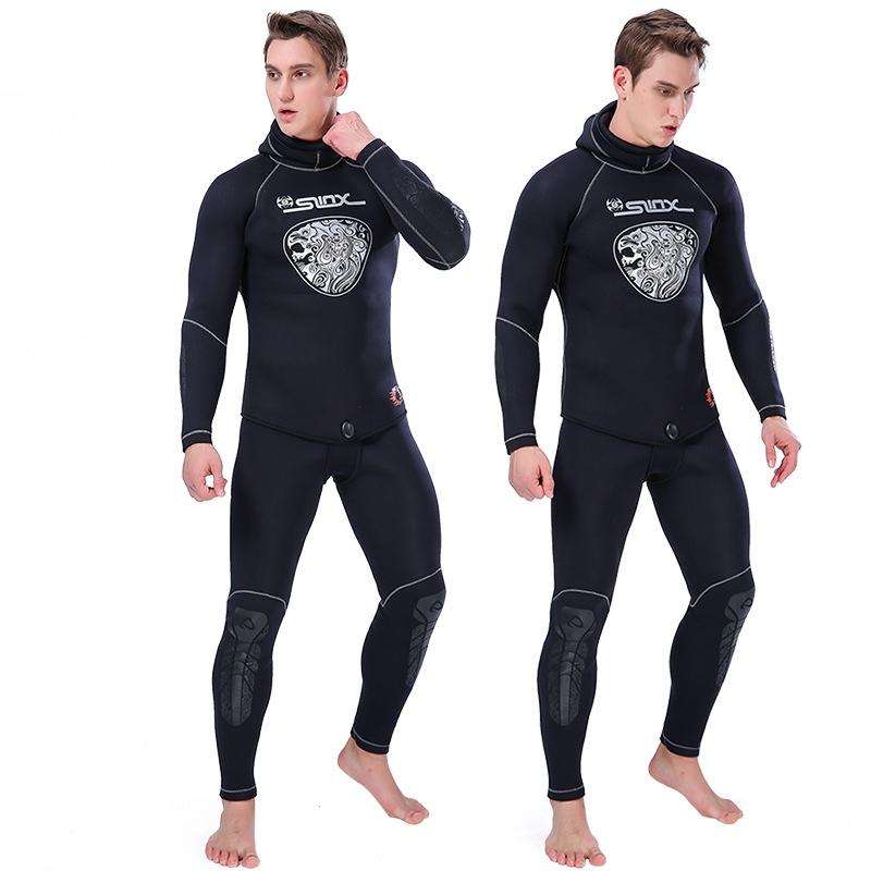 SLINX Thickened Long-sleeved Split Wetsuit With Headgear, Size: XXXL(Jacket)