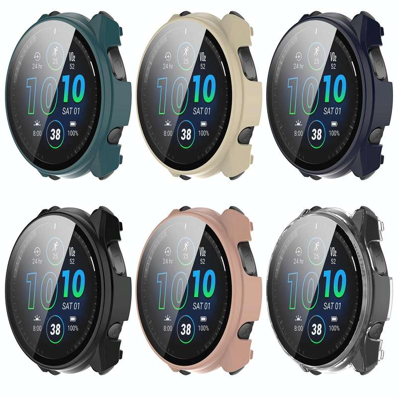 For Garmin Forerunner 965 PC + Toughened Film Integrated Watch Protective Case(Blue)