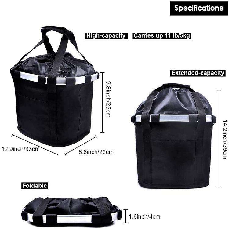 Outdoor Bicycle Front Bag Pet Basket Simple Assembly Foldable Riding Bag(Black)