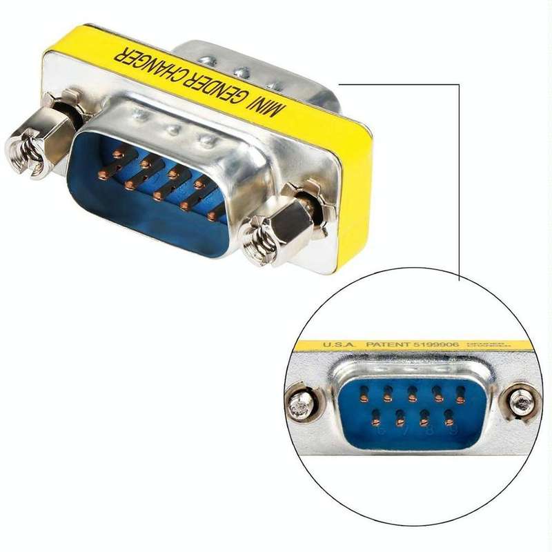 Serial RS232 DB9 9 Pin Male to Male Adapter Converter(White)