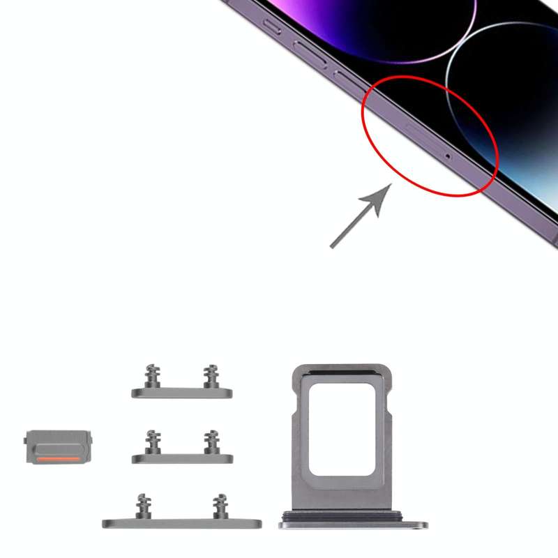 SIM Card Tray + SIM Card Tray + Side Keys for iPhone 14 Pro (Black)