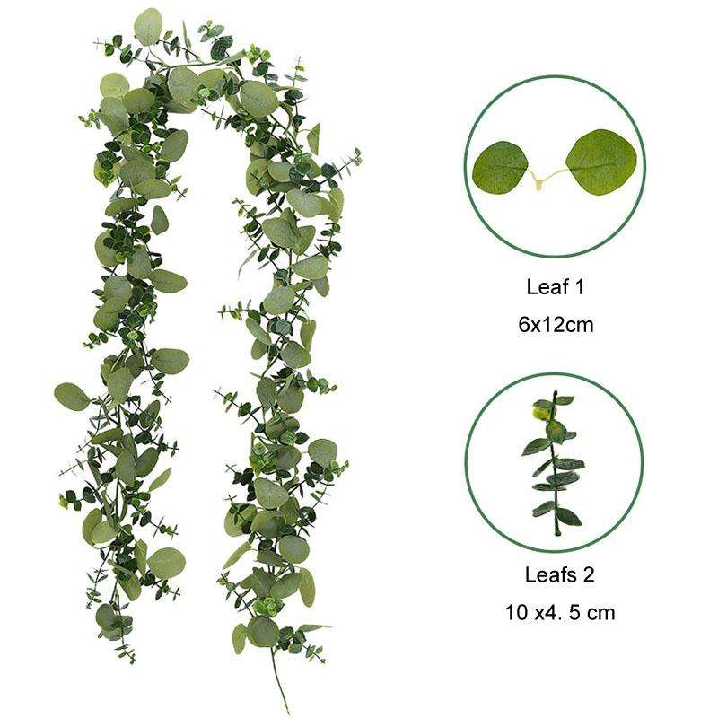 180cm Simulation Greenery Eucalyptus Ivy Leaf Rattan Hanging Fake Flower Decoration Rattan, Style...
