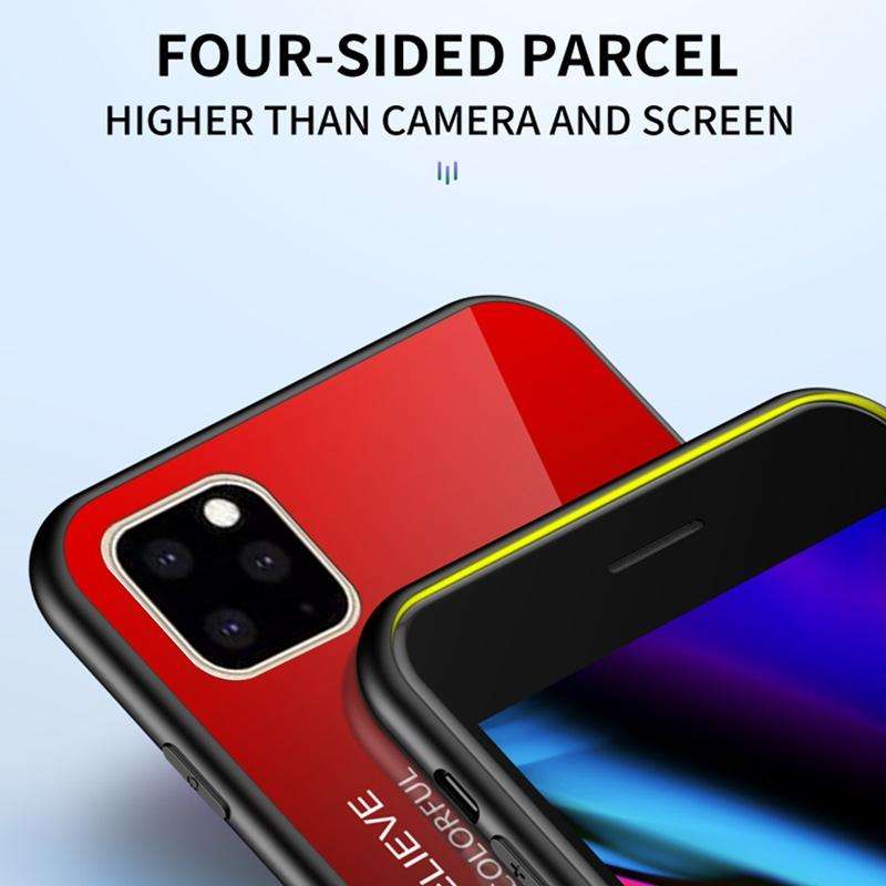 For iPhone 11 Pro Max Gradient Color Glass Case(White)