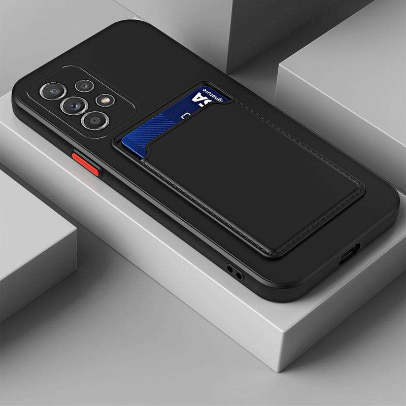 For Samsung Galaxy A13 4G Skin Feel Card Contrast Color Button TPU Phone Case(Black)