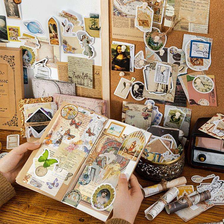 MMK17F Vintage Sticky Note Stickers DIY Handbook Material Set(Universe)