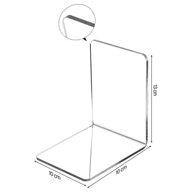 2 PCS Acrylic Transparent Bookstand L-shaped Bookends Bookshelf