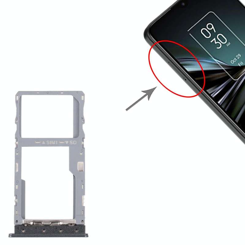 For TCL 20 XE Original SIM Card Tray + Micro SD Card Tray(Black)