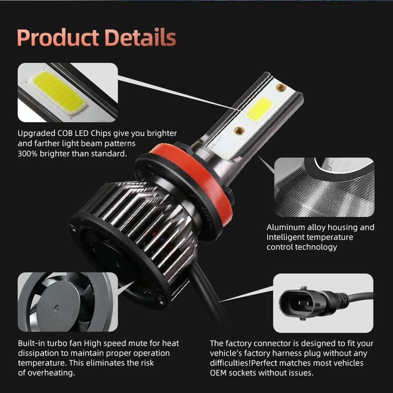 F2 H8 / H9 / H11 2 PCS DC9-36V / 25W / 6000K / 2500LM IP68 Waterproof Car LED Headlight(Cold Whit...