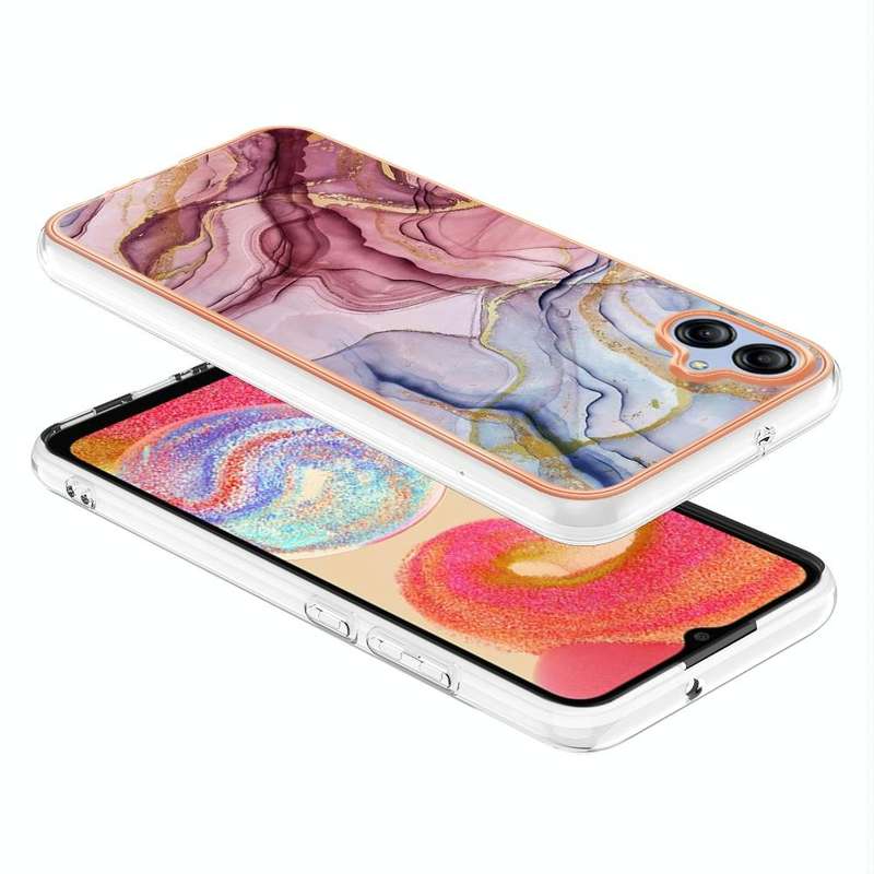 For Samsung Galaxy A04e Electroplating Marble Dual-side IMD Phone Case(Rose Red 014)