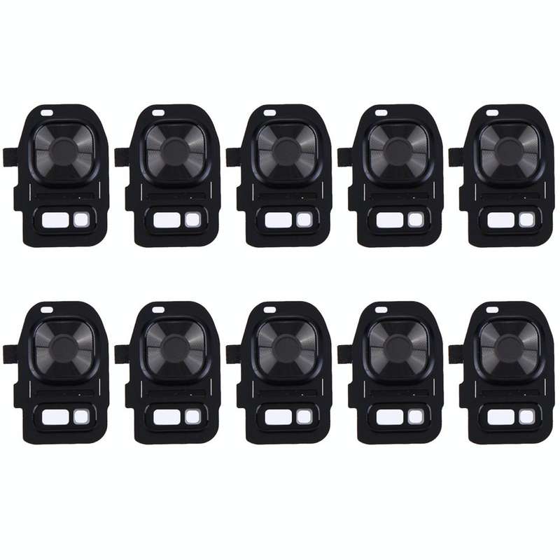 For Galaxy S7 / G930 10pcs Rear Camera Lens Cover + Flashlight Bracker (Black)