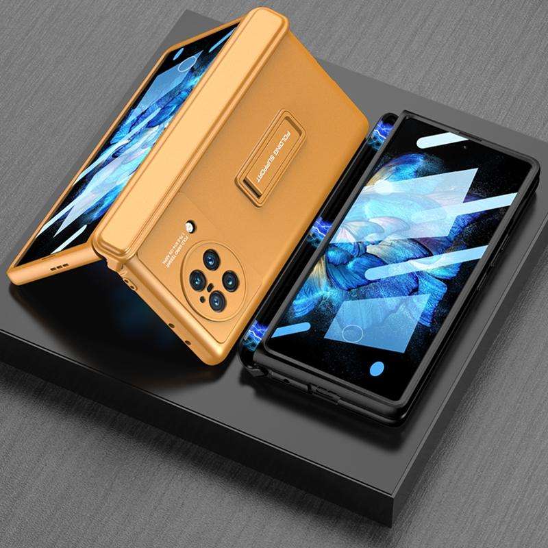 For vivo X Fold GKK Magnetic Hinge Flip Phone Case with Holder(Blue)