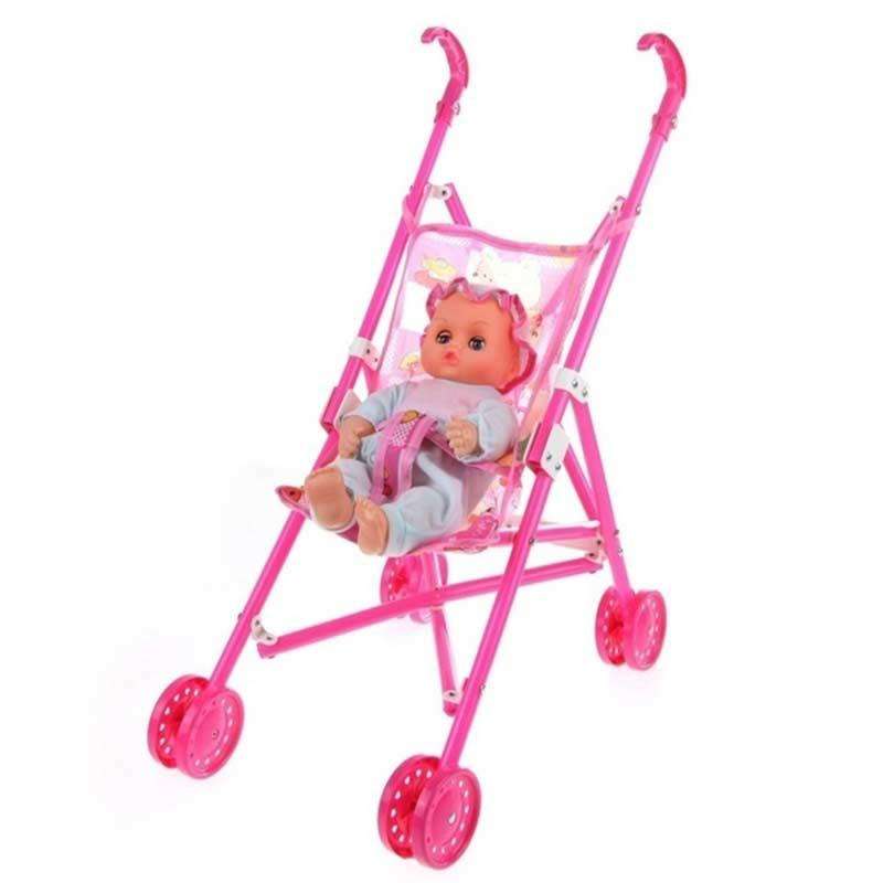 Mini Doll House Plastic Baby Stroller Set Children Educational Toys, Random Color Delivery